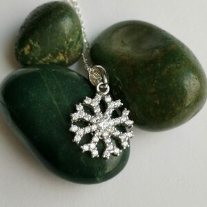 CZ Snowflake Pendant in Sterling Silver